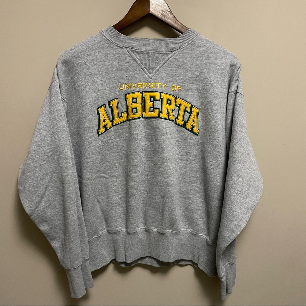 Vintage Y2K University of Alberta UofA Grey Varsity Sweatshirt Size Large